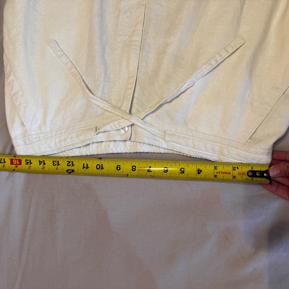 Casual white linen blend Drawstring Trousers - Picture 7 of 7